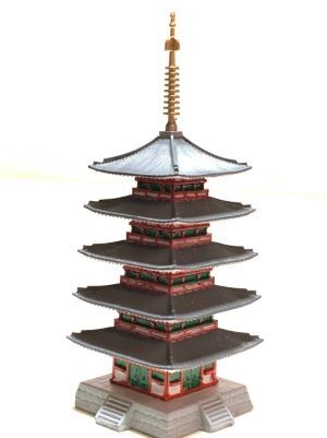 お城のジオラマ鍬匠甲冑屋の[完成品］ 東京　金剛寺　高幡不動 五重塔　ミニサイズ　建物　ジオラマ　模型　プラモデル｜アングル2