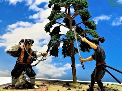 乐天商城 - 宮本武蔵　五番勝負　風の卷　二刀流　宮本武蔵　伊賀の怪人　宍戸某　フィギュア　ジオラマ