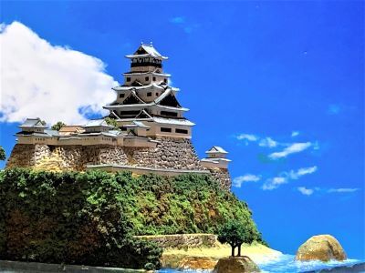 [完成品] 名護屋城（唐津市鎮西町名護屋）日本100名城　日本の城　お城のジオラマ模型　プラモデル　城郭模型