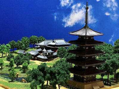 お城のジオラマ鍬匠甲冑屋の[完成品］ 山口　瑠璃光寺　B4サイズ　建物　ジオラマ　模型　プラモデル｜アングル2
