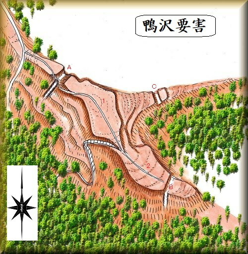 [完成品] 　鴨沢要害城（山北町鴨沢・雑色）　日本の城　お城のジオラマ模型　プラモデル　城郭模型