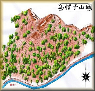 [完成品] 　烏帽子山城（藤枝市内瀬戸・水上）　　日本の城　お城のジオラマ模型　プラモデル　城郭模型