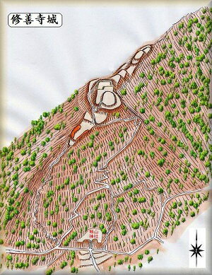 [完成品] 　修善寺城（伊豆市本立野）　　日本の城　お城のジオラマ模型　プラモデル　城郭模型