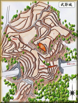 [完成品] 　武節城・伏地城（豊田市武節町城山）日本の城　お城のジオラマ模型　プラモデル　城郭模型