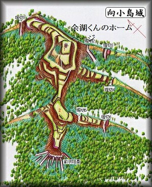 [完成品] 信包城・向小島城（飛騨市古川町信包）日本の城　お城のジオラマ模型　プラモデル　城郭模型