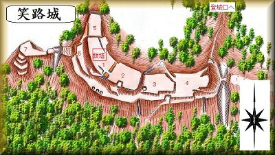 [完成品] 　笑路城（亀岡市西別院町笑路風呂ヶ谷）日本の城　お城のジオラマ模型　プラモデル　城郭模型