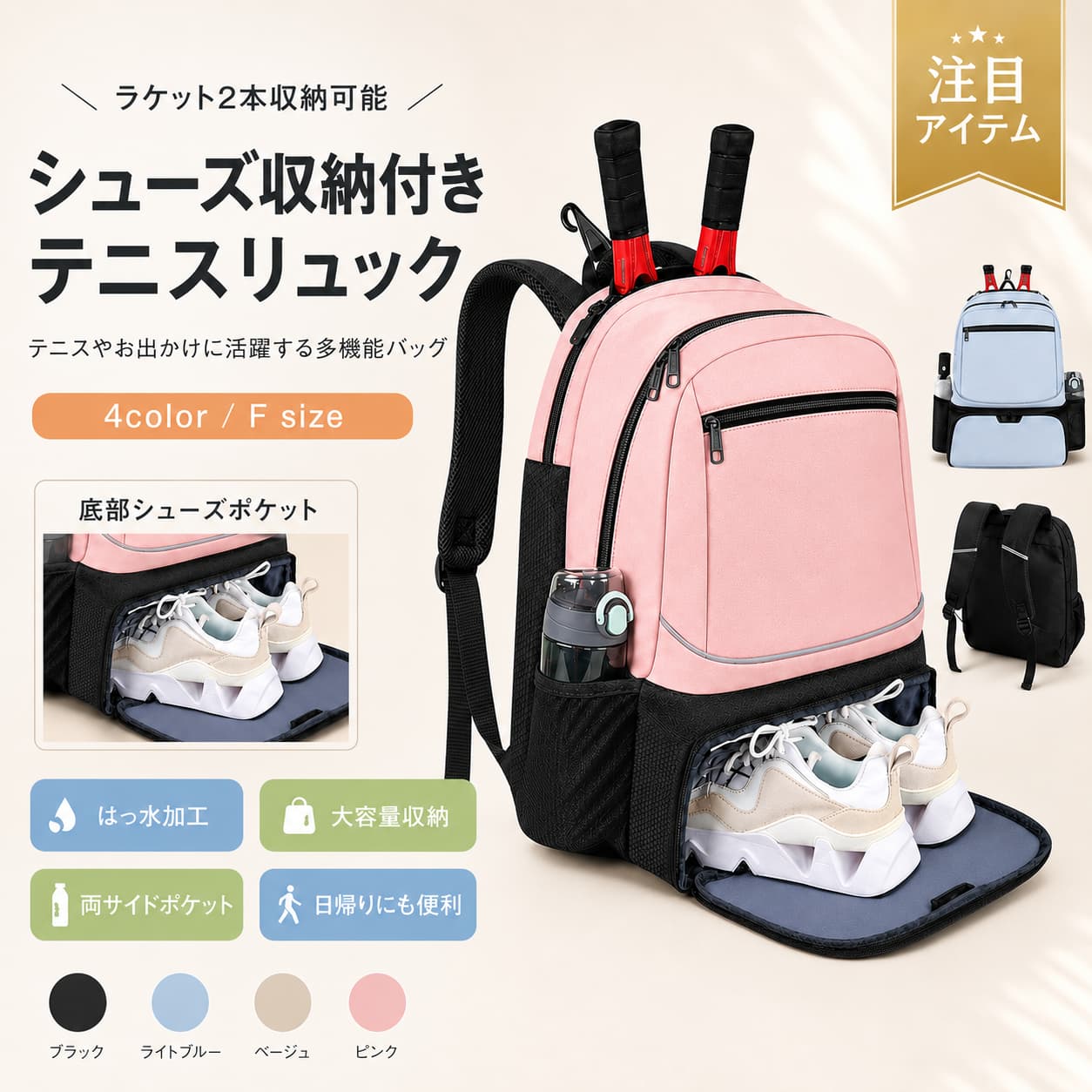 【6/20 23:59まで★まとめ買いで最大25%OFF】バドミントンラケットバッグ テニスラ...