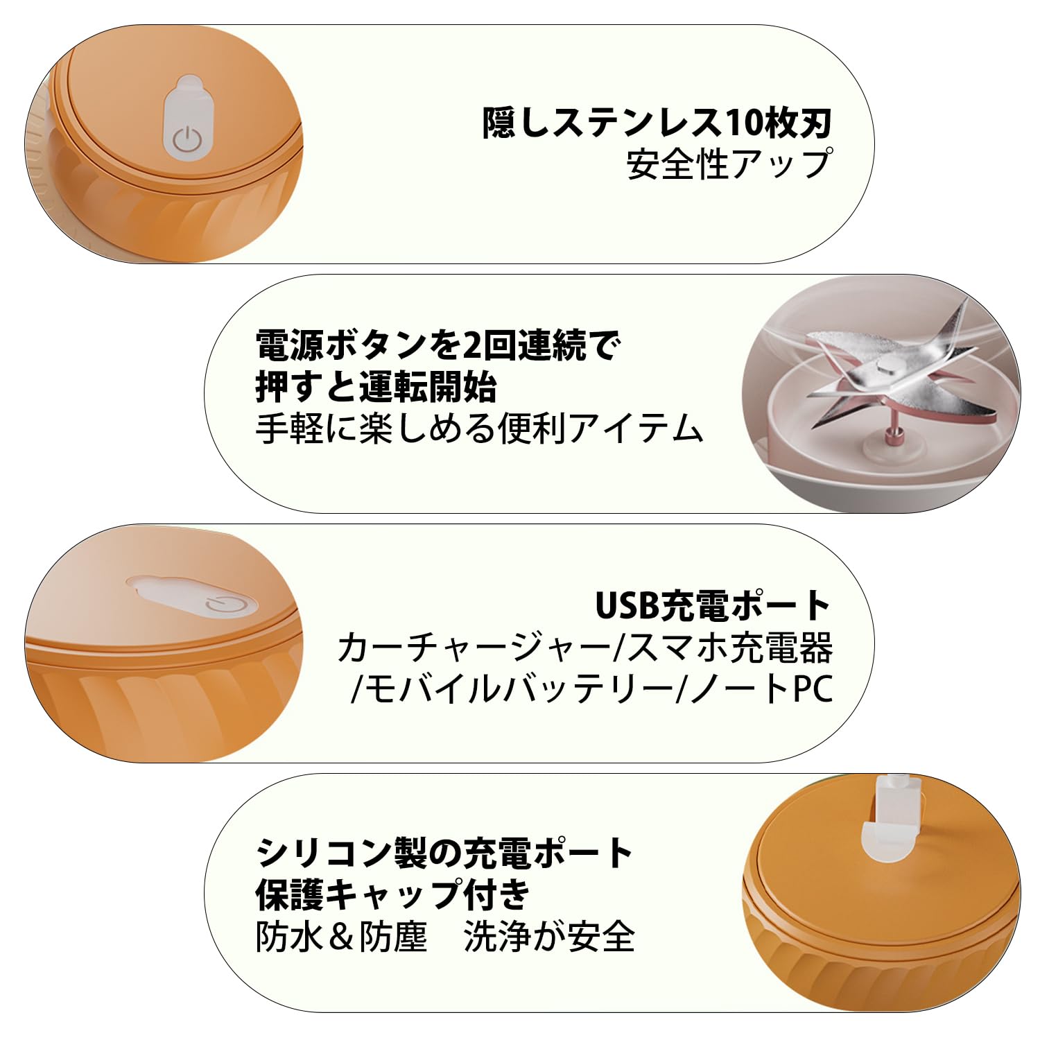 ジューサー ミキサー 氷も砕ける スムージー 野菜 果物ジュース コーヒーミル 大容量 栄養補充 一台多役 充電式 お手入れが簡単 1000ML 持ち運び type-c充電ポート 出 旅行 アウトドア katyouhugetu-10132952 毎日の雑貨屋さん サンプル画像2
