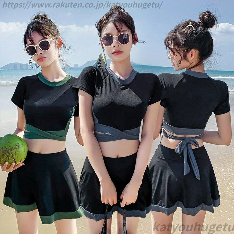 【送料無料】37.5〜60kg 水着 レディース ビキニ スカート 体型カバー水着 ワンピース 見せパンツ バックシャン バックフリル かわいい