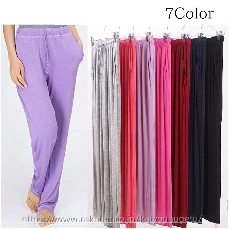 【送料無料】部屋着 ポケット付き ウエスト紐 ウエストゴム ボトムス 長ズボン 薄手 10分丈 スウェットパンツ ロングパンツ レディース