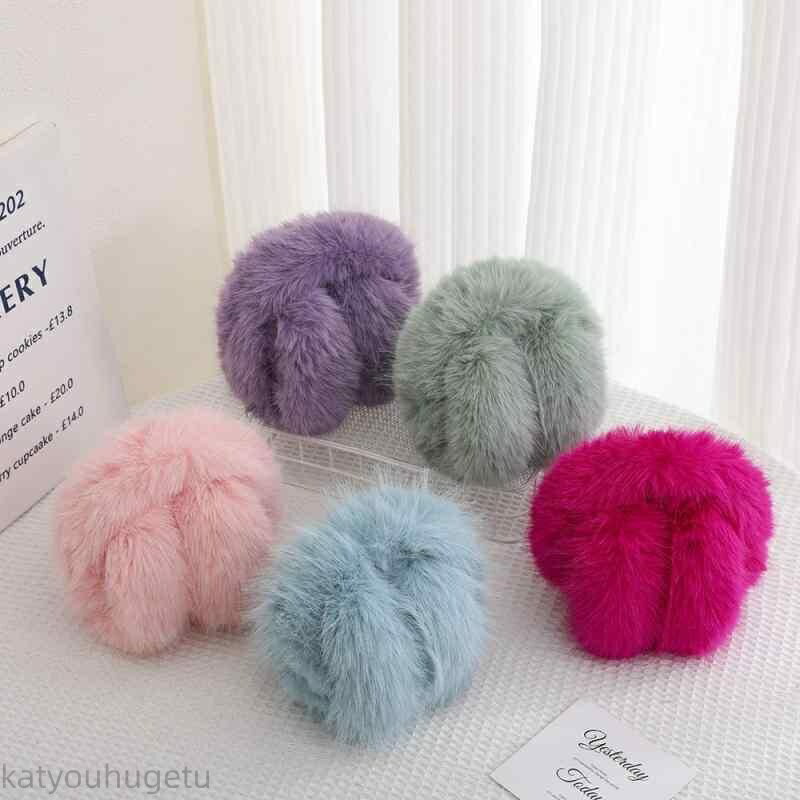 【送料無料】イヤーマフ レディース かわいい 折りたたみ イヤーウォーマー 防寒 耳あて 耳カバー ふわふわ もこもこ 秋冬 パープル 雪芽色 孔雀グリーン