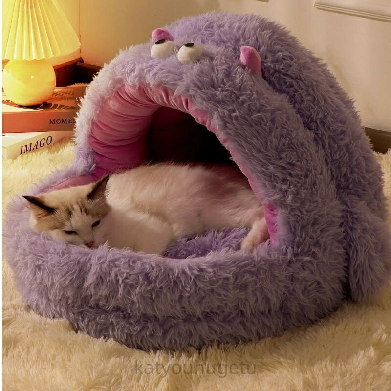 【送料無料】猫 ベッド 冬 防寒 ハウス型 ペットベッド フリース あったか 保温 猫 寝床 室内 犬 小型犬 も 可 四季 利用