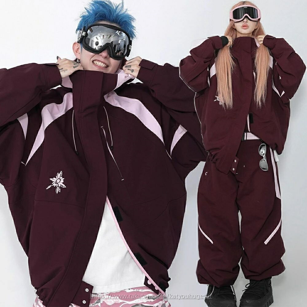 【時間限定10%OFFク一ポン】送料無料 スノーボードウェア スキーウェア スノボウェア レディース メンズ 上下セット セットアップ スノボジャケット スキージャケット 前開き フード付き アウター スノボパンツ スキーパンツ ロングパンツ ボトムス 長ズボン ゆったり ワイン