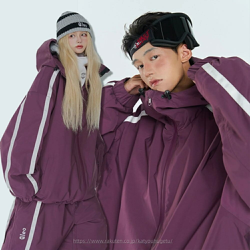 【時間限定10%OFFク一ポン】送料無料 スノーボードウェア スキーウェア スノボウェア レディース メンズ 上下セット セットアップ スノボジャケット スキージャケット 前開き フード付き アウター スノボパンツ スキーパンツ ロングパンツ ボトムス 長ズボン パープル 楽天海