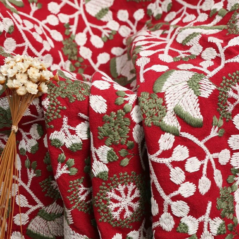 【時間限定10%OFFク一ポン】送料無料 125cm幅 90cm単位 ジャカード生地 生地 布 布地 色織り生地 刺繍生地 綿麻生地 きじ ぬの 手作り生地 裁縫 DIY用生地 手芸用 ハンドメイド向け 刺繍 花鳥柄 楽天海外通販