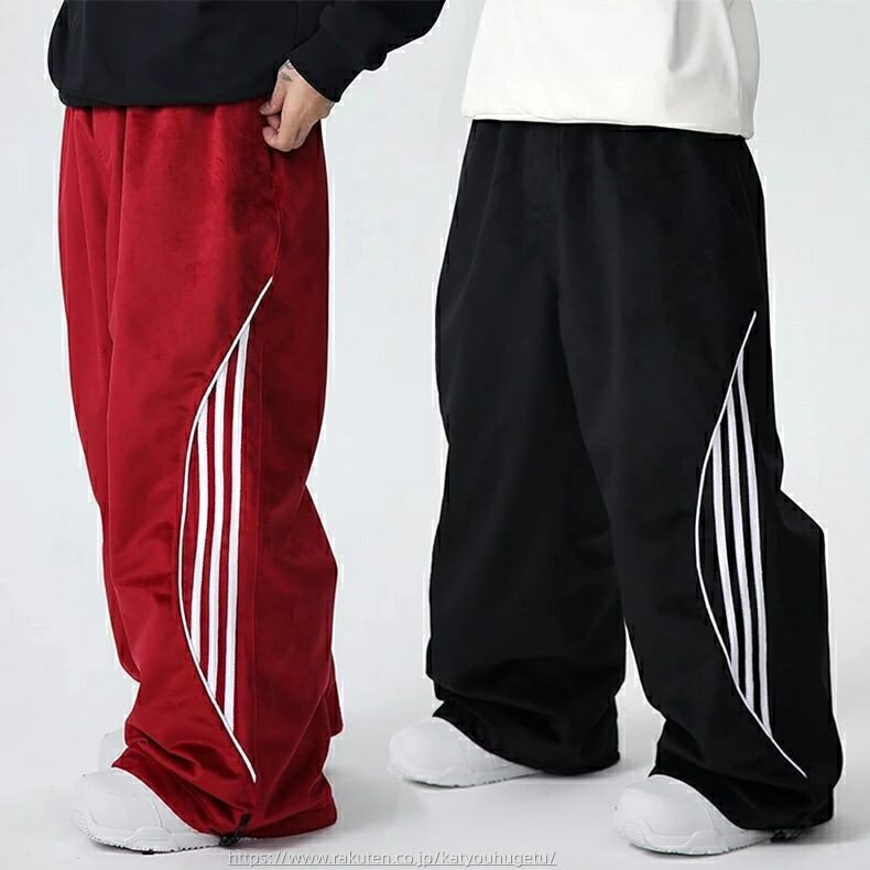 【時間限定10%OFFク一ポン】送料無料 スノボパンツ メンズ スキーパンツ レディース ロングパンツ ワイドパンツ 長ズボン ボトムス スノーボードウェア スキーウェア スノボウェア 黒 赤 男女兼用 ユニセックス 楽天海外通販
