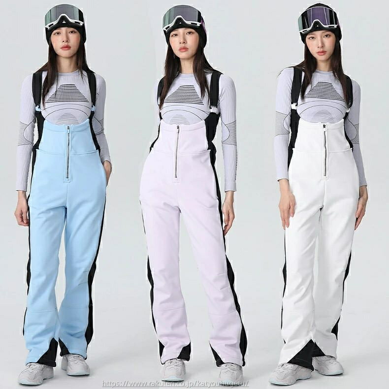 【時間限定10%OFFク一ポン】送料無料 レディース オーバーオール スノボパンツ スキーパンツ サスペンダーパンツ ロングパンツ ビブパンツ 長ズボン ボトムス スノーボードウェア スキーウェア スノボウェア 白 パープル ブルー 細身 楽天海外通販