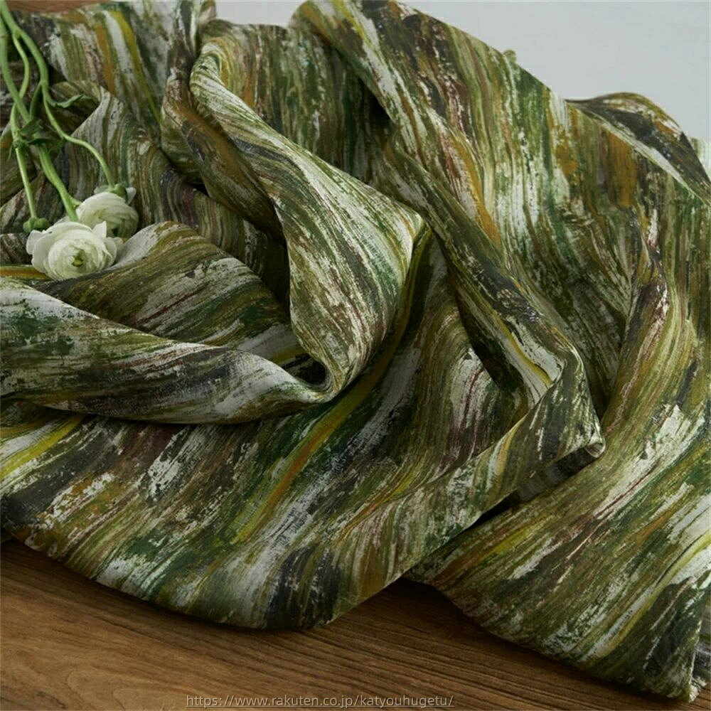 【時間限定10%OFFク一ポン】送料無料 137cm幅 90cm単位 苧麻 生地 布 布地 からむし デジタルプリント きじ ぬの 手作り生地 服地 裁縫 DIY用生地 手芸用 ハンドメイド向け 緑 ストライプ ライン グリーン 楽天海外通販