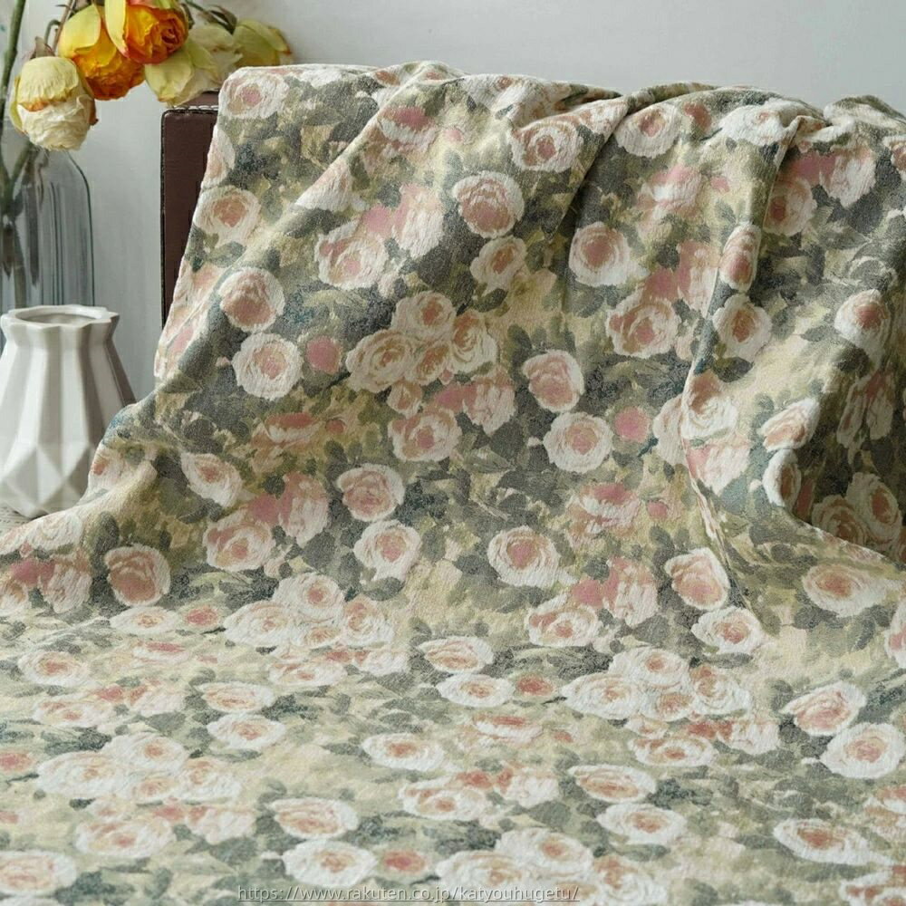 【時間限定10%OFFク一ポン】送料無料 145cm幅 90cm単位 ジャカード生地 生地 布 布地 色織り生地 花柄 バラ ピンク ビリジャン イエロー ブルー 楽天海外通販