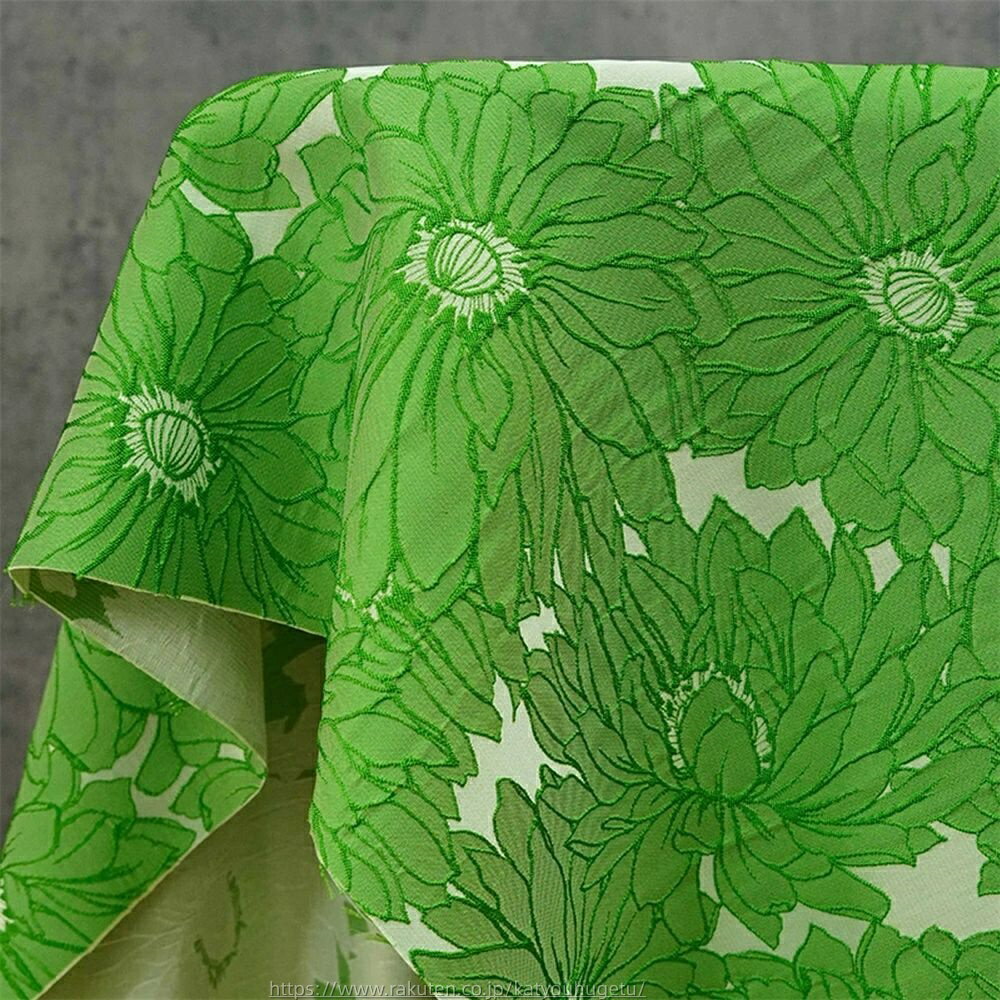 【時間限定10%OFFク一ポン】送料無料 150cm幅 90cm単位 ジャカード生地 エンボス生地 浮き彫り生地 生地 布 布地 色織り生地 花柄 緑 楽天海外通販
