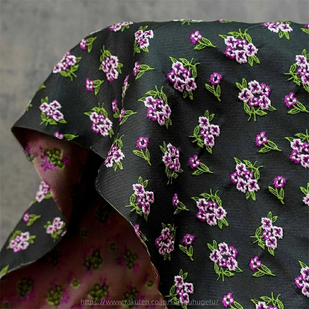 【時間限定10%OFFク一ポン】送料無料 143cm幅 90cm単位 ジャカード生地 エンボス生地 浮き彫り生地 生地 布 布地 色織り生地 花柄 小花 ローズ ピンク 黒 楽天海外通販
