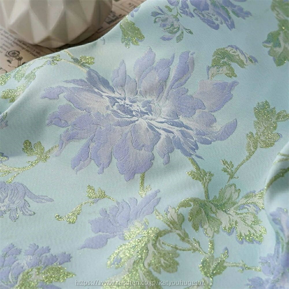 【時間限定10%OFFク一ポン】送料無料 136cm幅 90cm単位 ジャカード生地 生地 布 布地 色織り生地 花柄 パープル ブルー グリーン 楽天海外通販