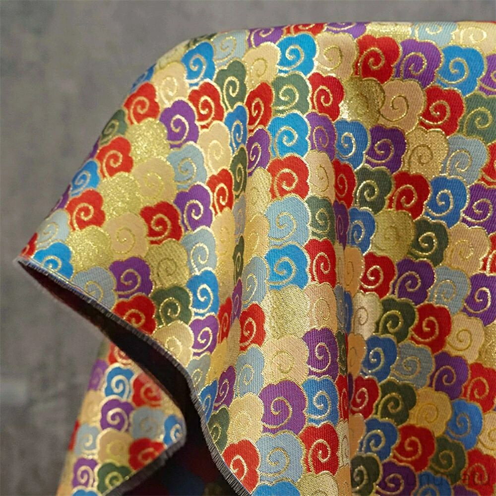 【時間限定10%OFFク一ポン】送料無料 143cm幅 90cm単位 ジャカード生地 生地 布 布地 色織り生地 重ね雲紋 楽天海外通販