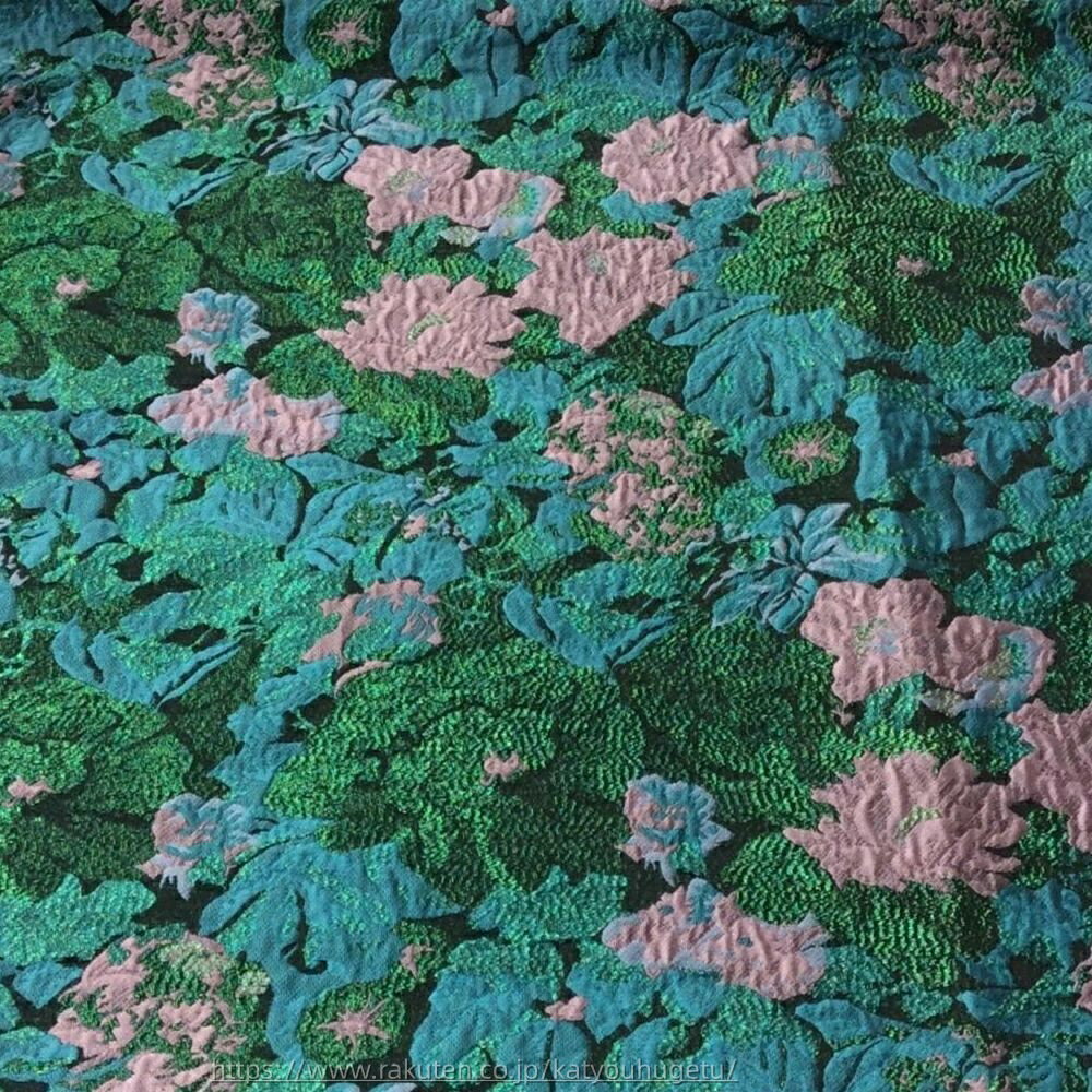 【時間限定10%OFFク一ポン】送料無料 135cm幅 長さ95cm+95cm ジャカード生地 エンボス生地 生地 布 布地 ぬの きじ 色織り 肌理感 凹凸感 花柄 グリーン ブルー レッド ピンク パープル 楽天海外通販