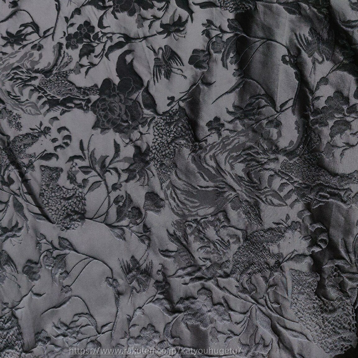 【時間限定10%OFFク一ポン】送料無料 154cm幅 長さ95cm+95cm ジャカード生地 エンボス生地 生地 布 布地 ぬの きじ 色織り 肌理感 凹凸感 花鳥柄 黒白 楽天海外通販