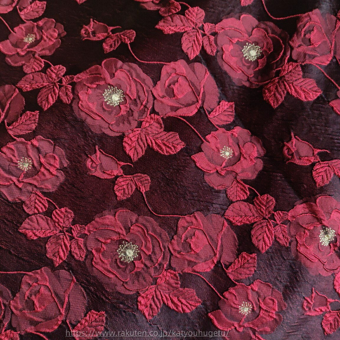 【時間限定10%OFFク一ポン】送料無料 155cm幅 長さ95cm+95cm ジャカード生地 エンボス生地 生地 布 布地 ぬの きじ 色織り 肌理感 花柄 ワインレッド 楽天海外通販