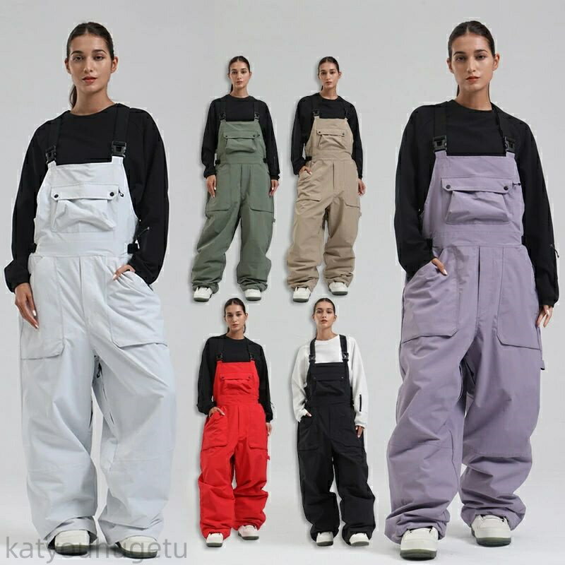 【時間限定10%OFFク一ポン】送料無料 スノーボードウェア ビブパンツ 単品 スキーウェア スノボウェア レディース メンズ ボトムス つなぎ オールインワン 無地 ゆったり ズボン スノボパンツ スノーボードパンツ 楽天海外通販