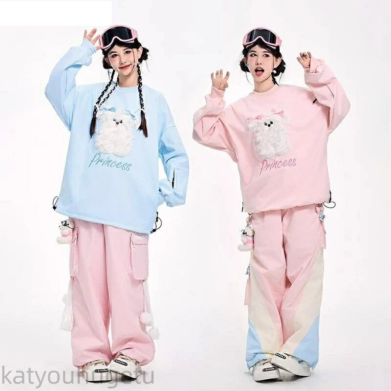 【時間限定10%OFFク一ポン】送料無料 スノーボードウェア スキーウェア スノボウェア レディース スノボジャケット トレーナー トップス スノボパンツ ロングパンツ ボトムス ズボン ブルー ピンク 犬柄 裏ボア 3L 楽天海外通販