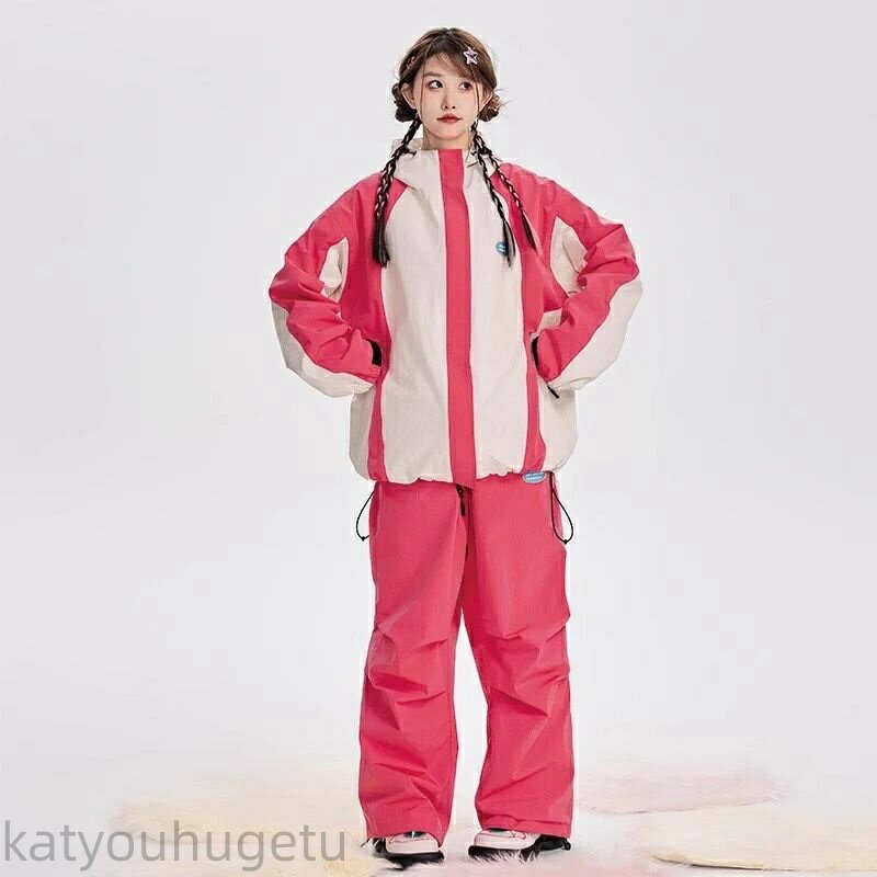 【時間限定10%OFFク一ポン】送料無料 スノーボードウェア スキーウェア スノボウェア レディース 上下セット セットアップ スノボジャケット 前開き アウター スノボパンツ ロングパンツ ボトムス ズボン ローズ 切り替え 配色 裏ボア 3L 楽天海外通販