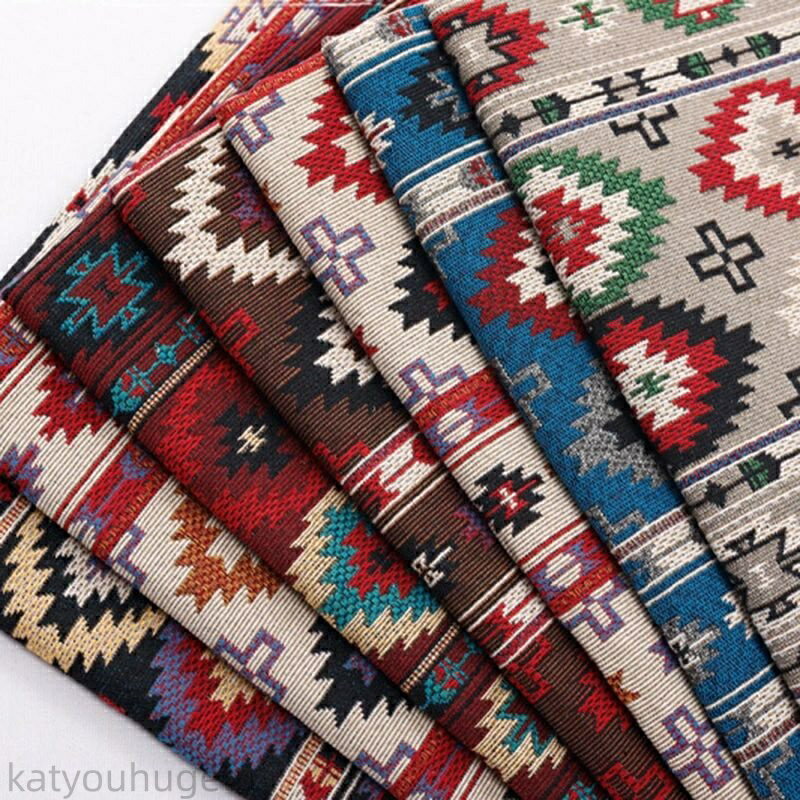 【時間限定10%OFFク一ポン】送料無料 145cm幅 長さ95cm+95cm ジャガード生地 生地 布 布地 色織り ぬの きじ エスニック 民族風 高密度 やや硬い 菱形 ハンドメイド 手作り 手造り 手芸 DIY 材料 ソーイング 服地 楽天海外通販