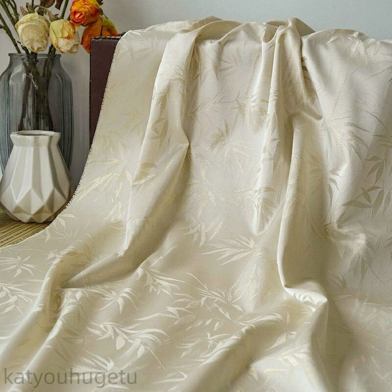 【時間限定10%OFFク一ポン】送料無料 145cm幅 90cm単位 生地 布 布地 きじ ジャカード生地 色織り 竹柄 黒 杏色 楽天海外通販