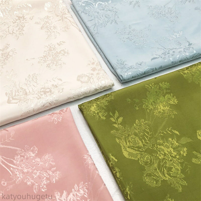 【時間限定10%OFFク一ポン】送料無料 全8色 145cm幅 90cm単位 生地 布 布地 きじ ジャガード生地 花柄 バラ柄 楽天海外通販