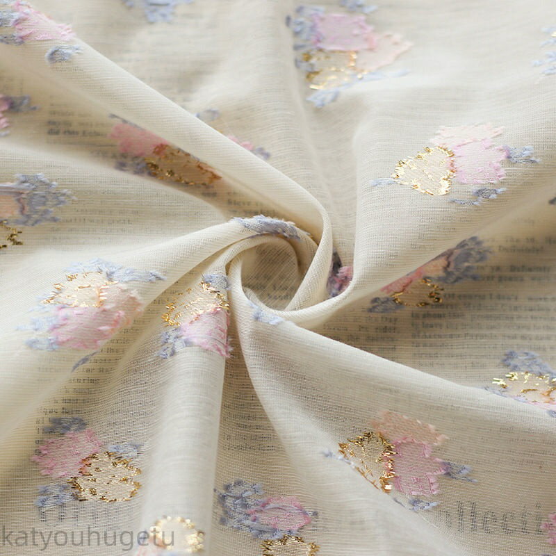 【時間限定10%OFFク一ポン】送料無料 140cm幅 90cm単位 生地 布 布地 きじ ジャカード生地 エンボス生地 色織り 花柄 半透明 薄手 夏 楽天海外通販