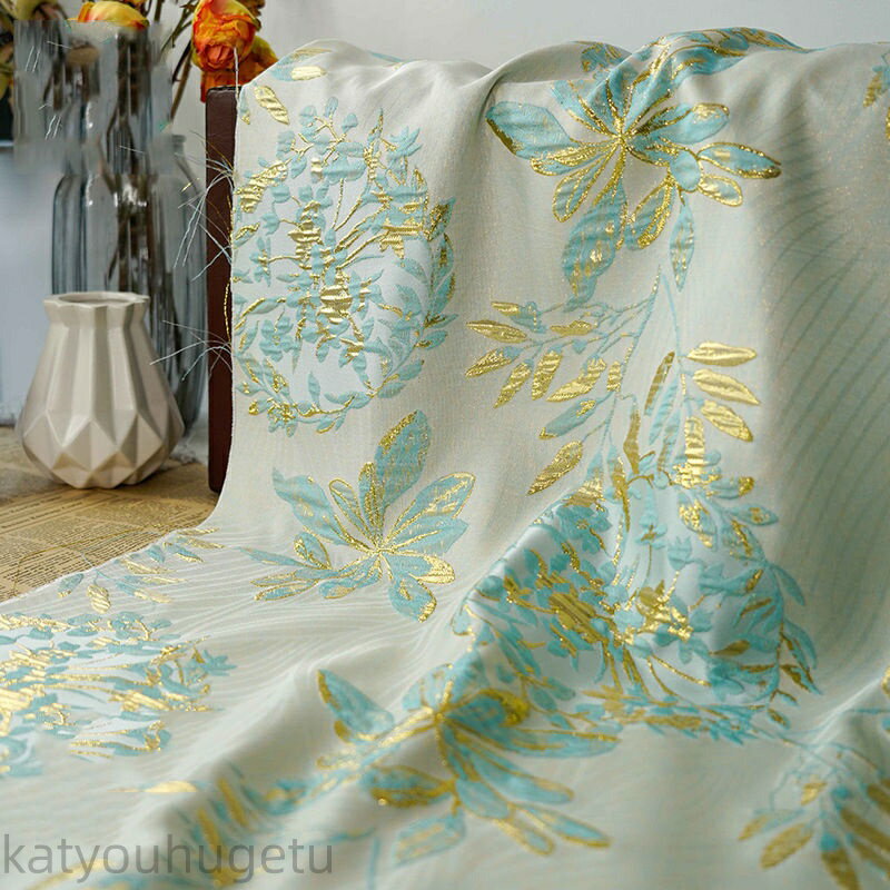 【時間限定10%OFFク一ポン】送料無料 140cm幅 90cm単位 生地 布 布地 きじ ジャカード生地 色織り エンボス生地 花柄 杏色 ブルー ピンク グリーン 楽天海外通販