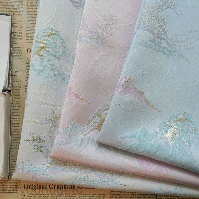 【時間限定10%OFFク一ポン】送料無料 145cm幅 90cm単位 生地 布 布地 きじ ジャカード生地 エンボス生地 山柄 中華風 古風 裁縫 手芸 DIY 楽天海外通販