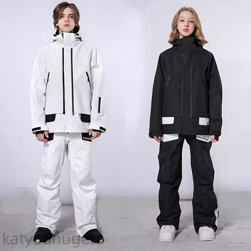 【時間限定10%OFFク一ポン】送料無料 スノーボードウェア 上下セット セットアップ レディース メンズ スキーウェア スノボウェア スノボー スノボ スキー スノーボード ジャケット ロングパンツ ボトムス ブラック ホワイト 黒 白 楽天海外通販