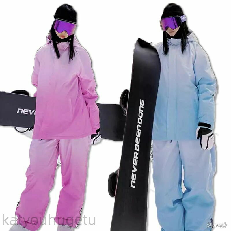 【時間限定10%OFFク一ポン】送料無料 スノーボードウェア 上下セット セットアップ レディース メンズ スキーウェア スノボウェア スノボー スノボ スキー スノーボード ジャケット ロングパンツ ボトムス グラデーション ピンク ブルー ブラック 楽天海外通販