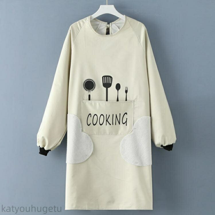 【時間限定10%OFFク一ポン】【送料無料】袖付きエプロン 割烹着 レディース 長袖エプロン 防汚 防水 メンズ おしゃれ 手拭き ロングエプロン スモック 後ろ開き タオル付き ポケット付き 体型カバー 北欧 大人用 料理 掃除 保育士 介護士