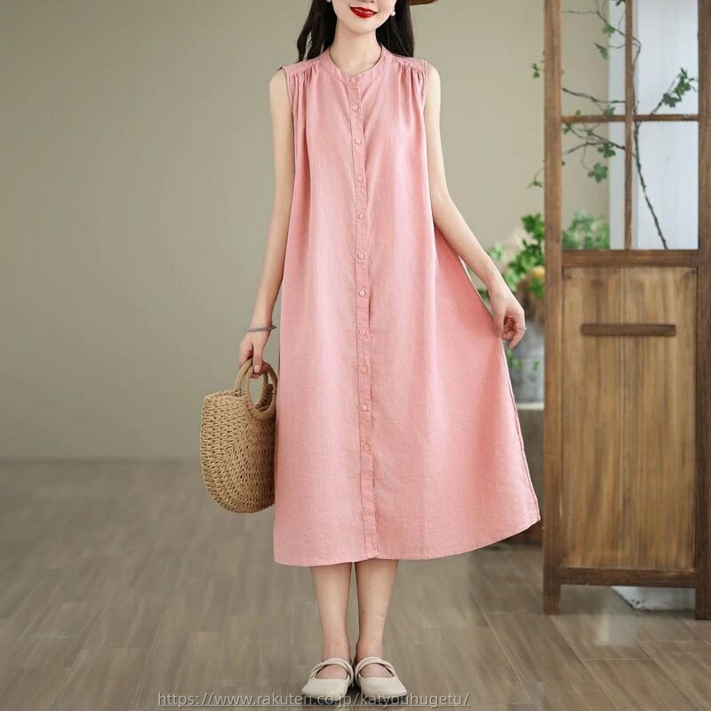 【時間限定10%OFFク一ポン】【送料無料】シャツワンピース ロングシャツワンピース リネンワンピース ..