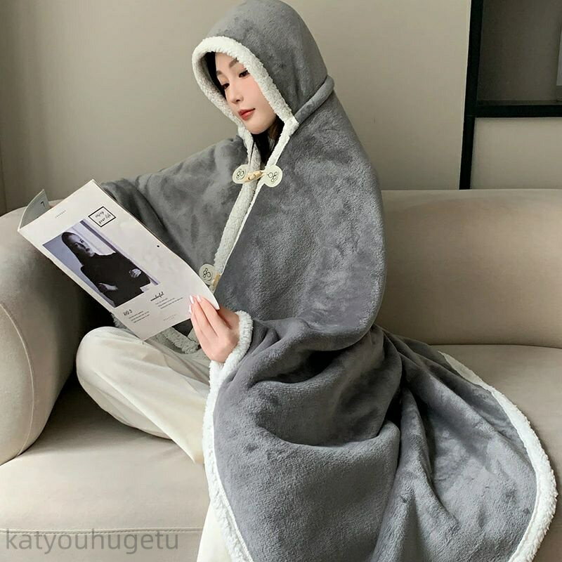 【冬のおすすめアイテム特集】【送料無料】パーカーブランケット、ウェアラブルブランケット | 厚手のポンチョパーカーウェアラブルブランケット - 居心地 良いウェアラブルブランケットスローラップポンチョ女性、家族、友人用