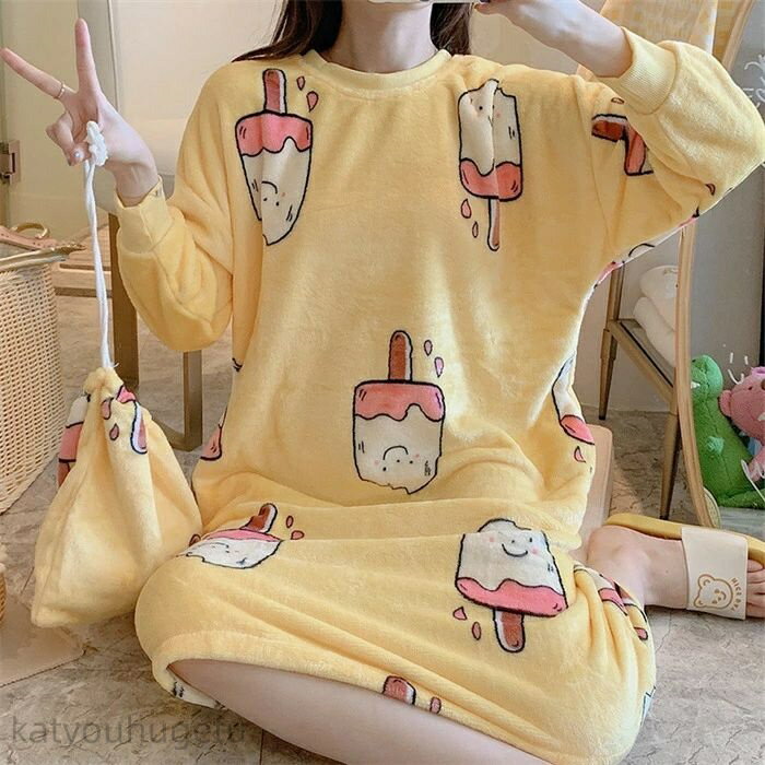 【時間限定10%OFFク一ポン】【送料無料】ルームウェア レディース ワンピース もこもこ 冬 可愛い 長袖 パジャマ フリース マイクロファイバー 厚手 ゆっ...