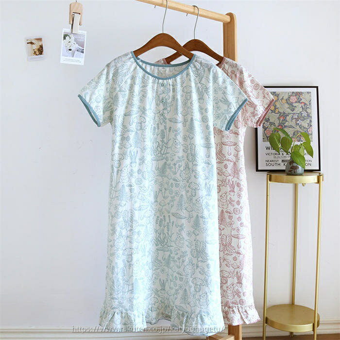 【時間限定10%OFFク一ポン】【送料無料】部屋着 ランジェリー 夏用 レディース ワンピース パジャマ 綿 夏 レディース 大人 可愛い 綿100 半袖 ワンピース ルームウェア