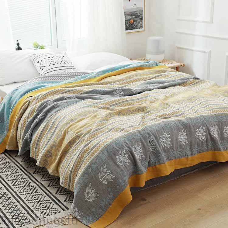 【冬季おすすめ商品特集】【送料無料】ガー ガーゼケット エスニック柄 ガーゼブランケット ひざ掛け 軽量 夏用ブランケット コットン やわらか肌触り 肌掛け布団