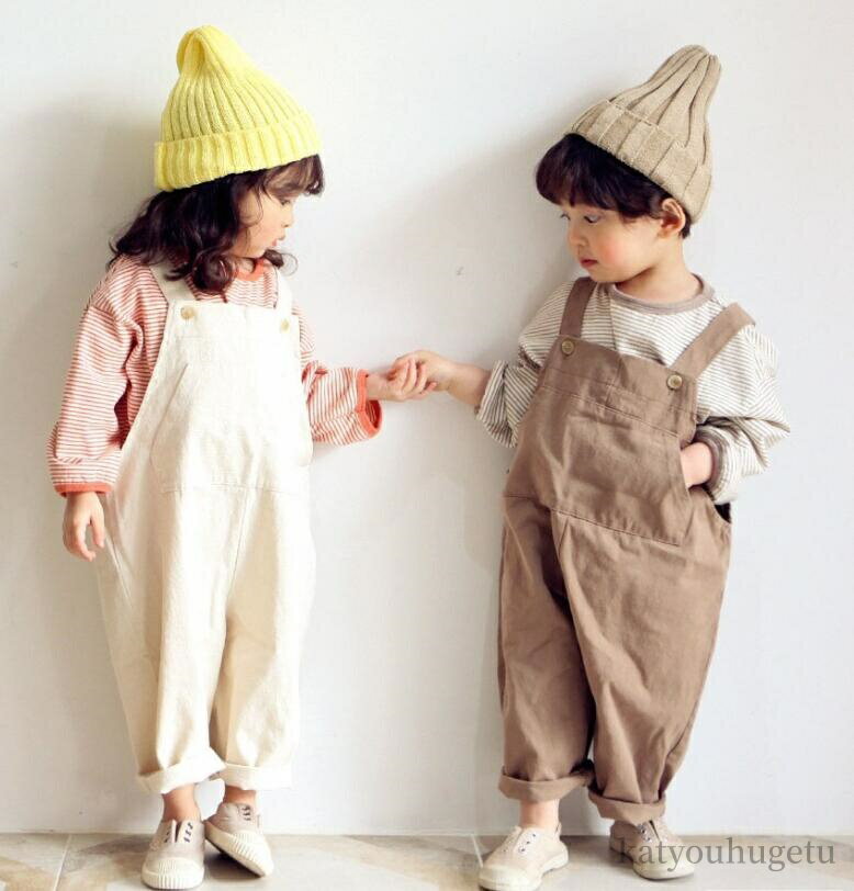 【送料無料】シンプル 男児 男の子 女児 女の子 子供服 10分丈 バギーパンツ イージーパンツ ワイドパンツ サロペット オーバーオール