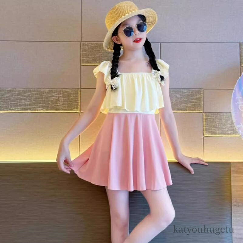 【送料無料】キッズ ラッシュガード 水着 子供 インナーパンツ付き ワンピース 女の子 日焼け止め スク..