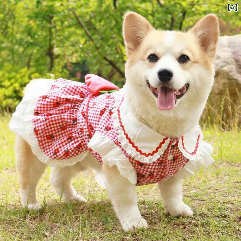 かわいい わんちゃん ドレス コーギー 柴犬 ビションフリーゼの 犬 服 春夏 薄手 ベスト 抜け毛 防止 日焼け防止 かわいい プリンセス スカート